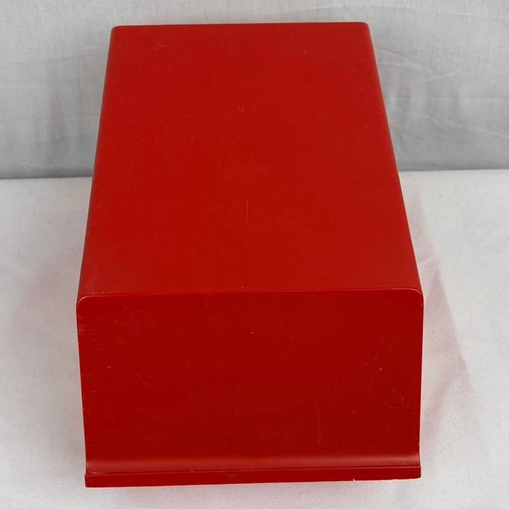 Vintage Red Plastic Flip Top Index Card‎ Recipe Box Organizer Case MCM Style